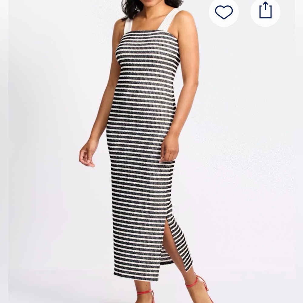 NWOT never worn Loveappella Black White Striped Maxi Dress Stretch Knit Sundress